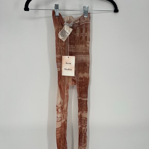 Acne Studios Printed Tights Brown Women's Size XS NWT - Picture 2 of 10